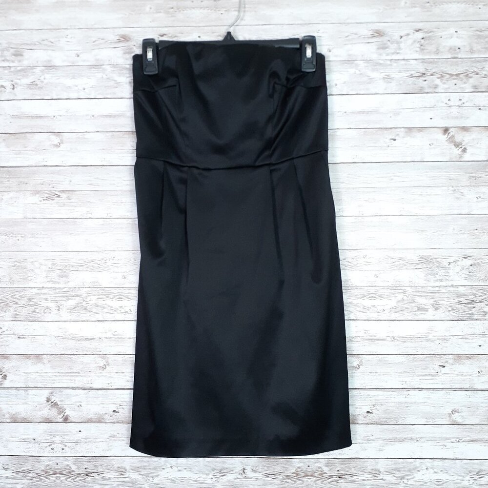 Express Design Studio Womens Strapless Dress Size 2 Black Satin Pockets 756